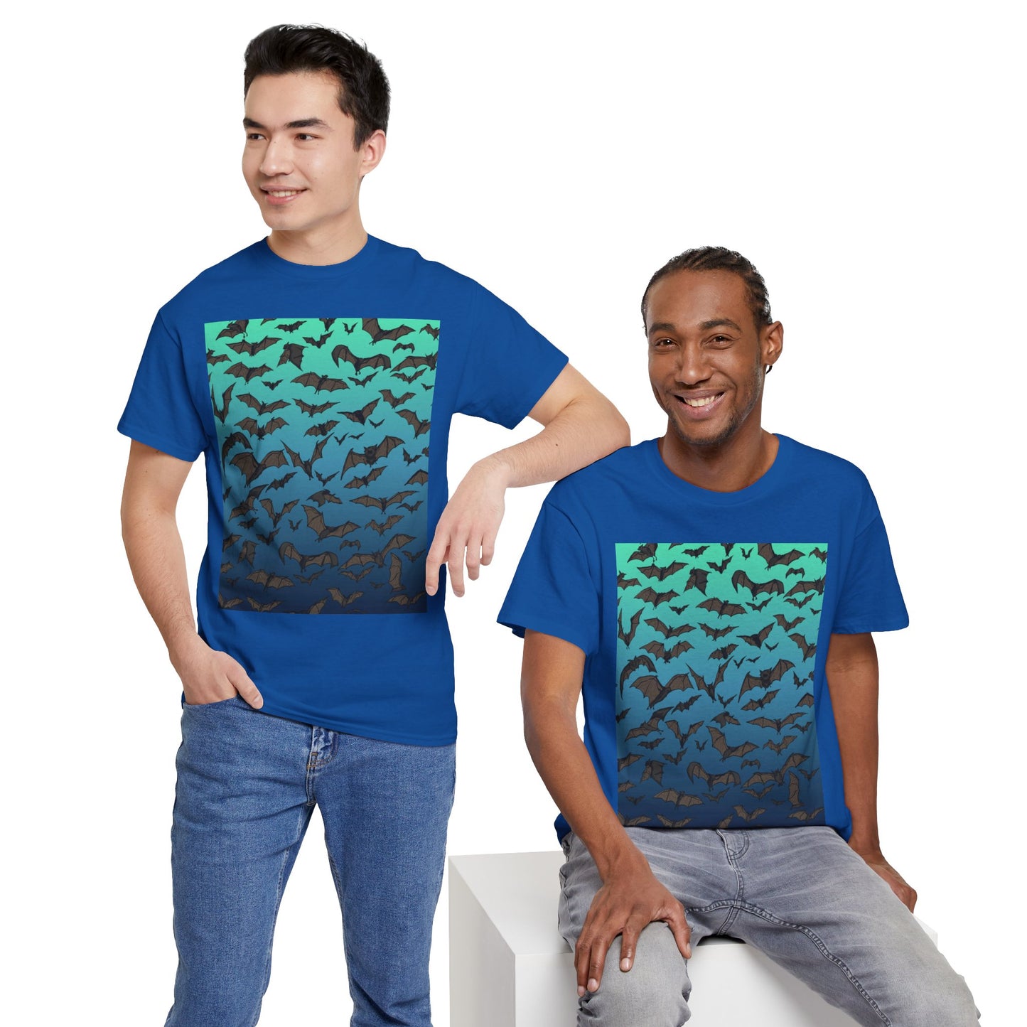 Bat Swarm Graphic Tee — Gradient Night Flight T-Shirt