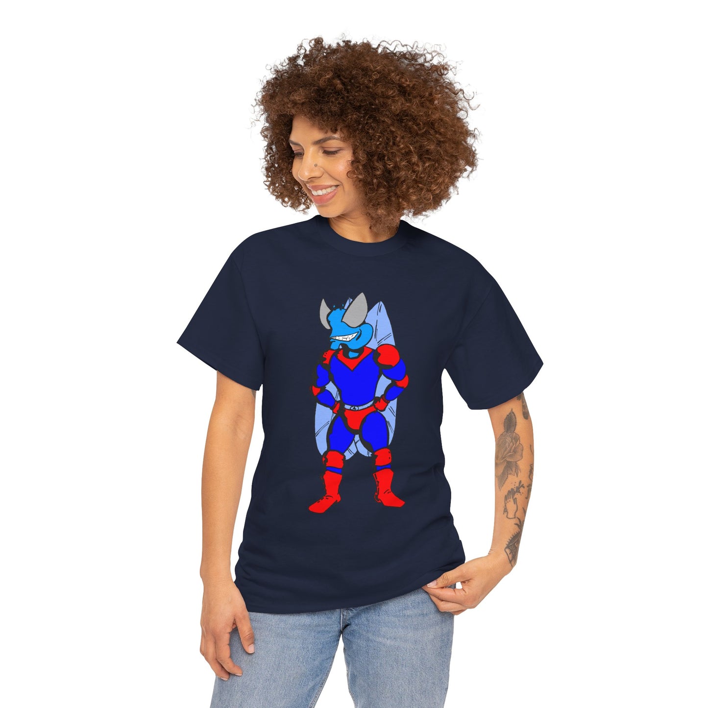 Astro-Fly Hero Graphic Tee - Blue & Red Superhero T-Shirt