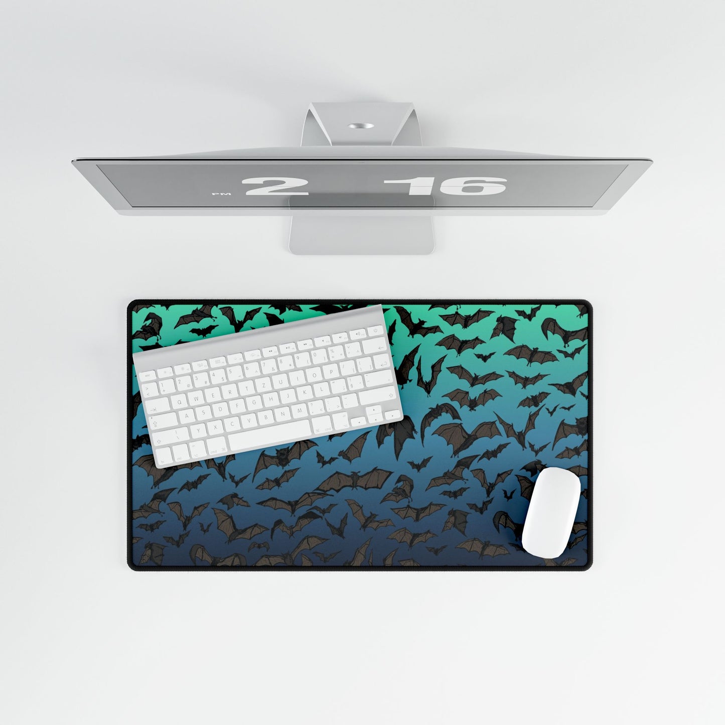 Bats Flight Oversized Desk Mat — Gothic Gradient Gaming & Office Mouse Pad and Card Playing Mat