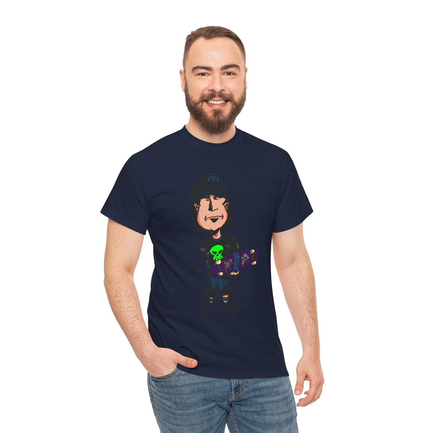 Rude Skater Dude - Skate Punk Cartoon Tee – Boy with Skateboard Graphic Shirt