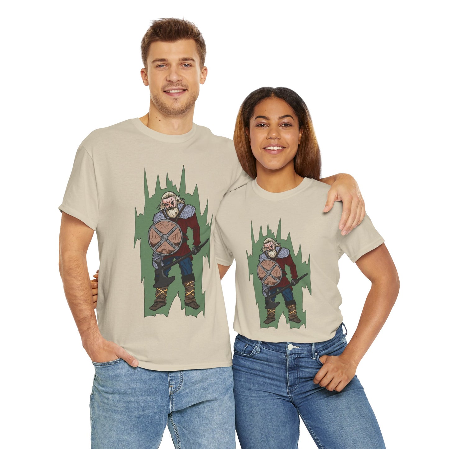 Epic Warrior Graphic Tee, Unisex Heavy Cotton Shirt, Casual Wear, Gamer Gift, Medieval Art Clothing, Battle Theme Fashion