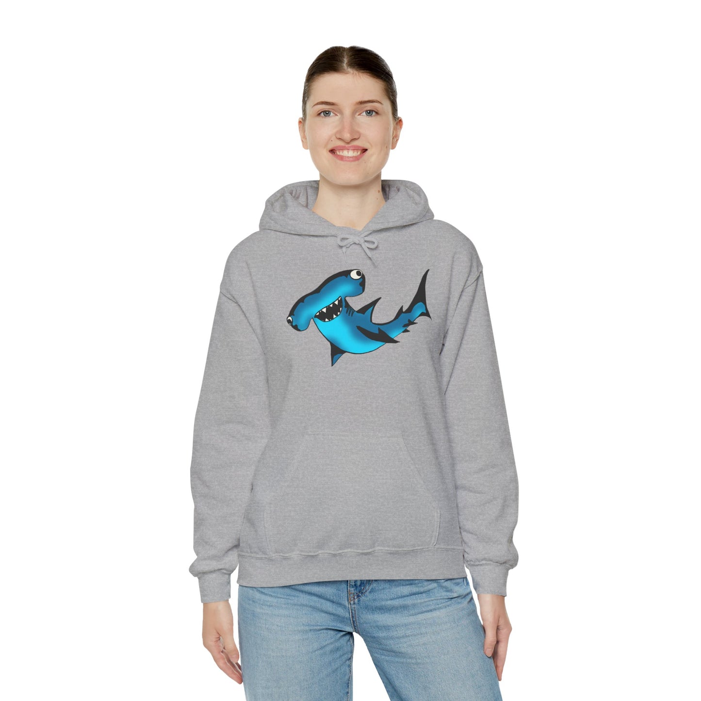 Harley Hammerhead Shark Design Unisex Hooded Sweatshirt, Funny Gift for Ocean Lovers, Casual Wear, Beach Days, Unique Apparel, Birthday Present