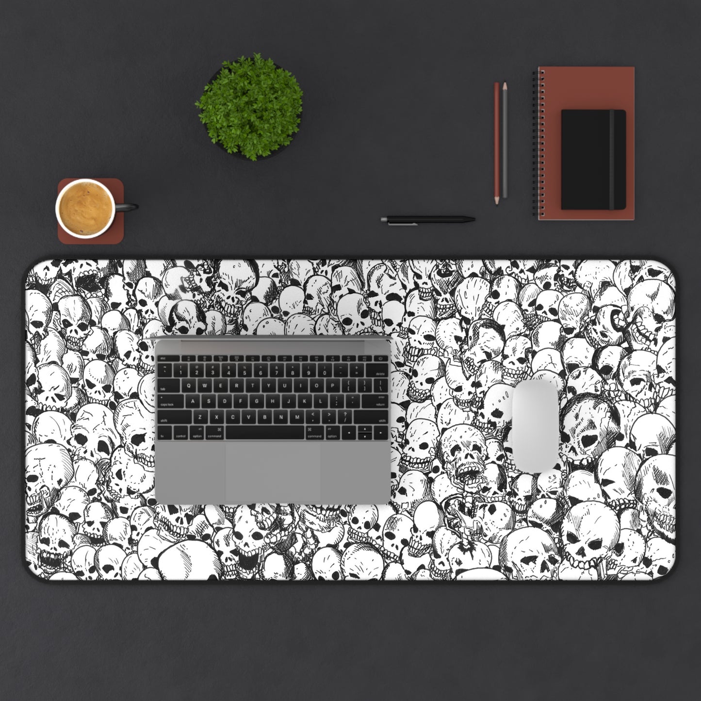 Gathering of Skulls - Original Black and White - Desk Mat