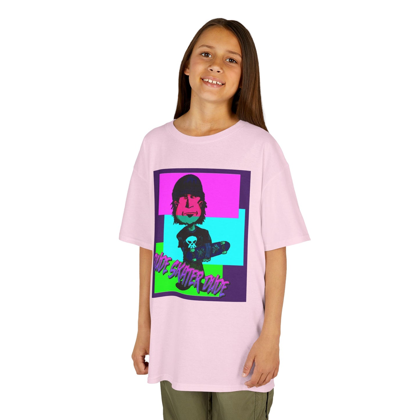 Kids Tee — Retro Neon Rude Skater Dude Kid Graphic T-Shirt