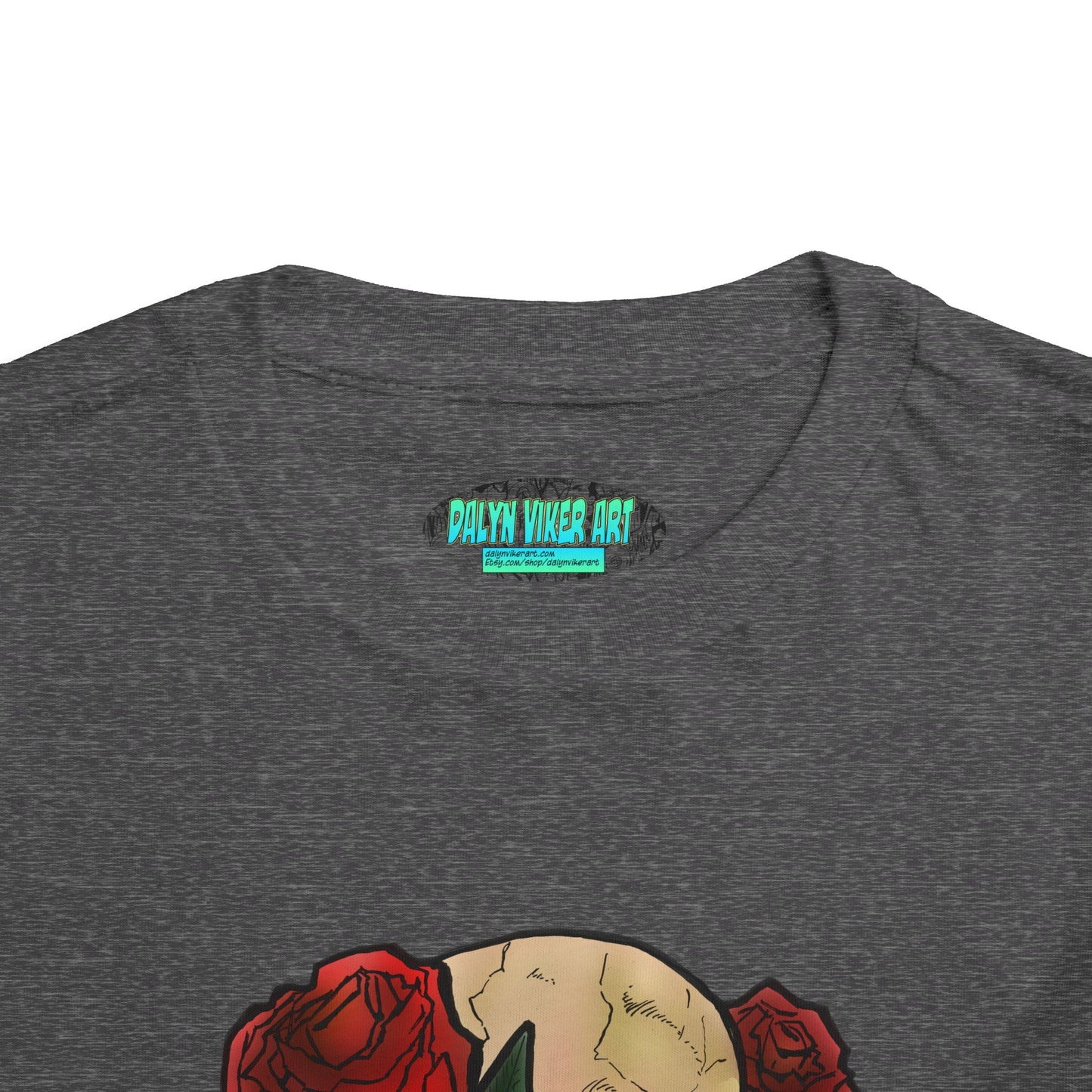 Toddler Tee — Skull with Red Roses Graphic