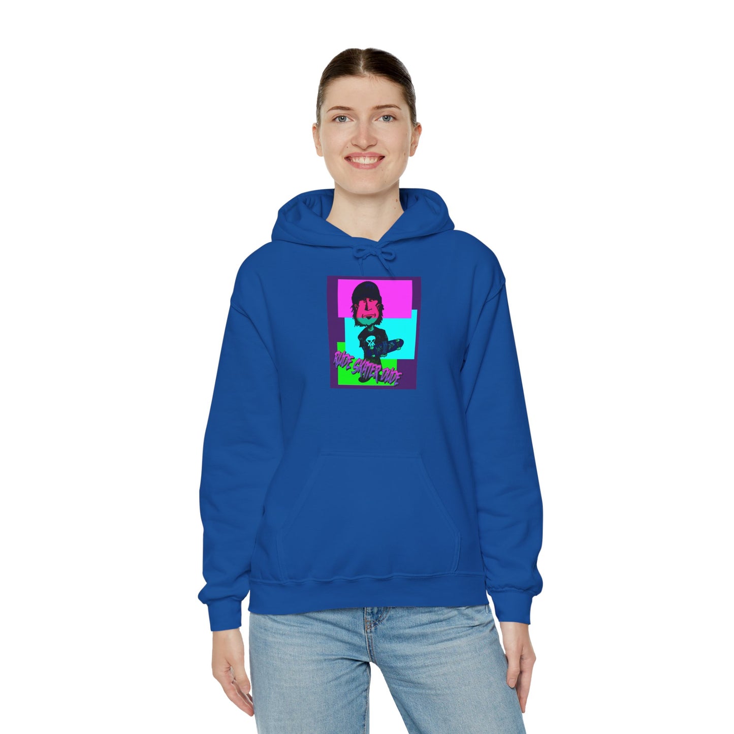 Retro Neon Rude Skater Dude Hoodie — Streetwear