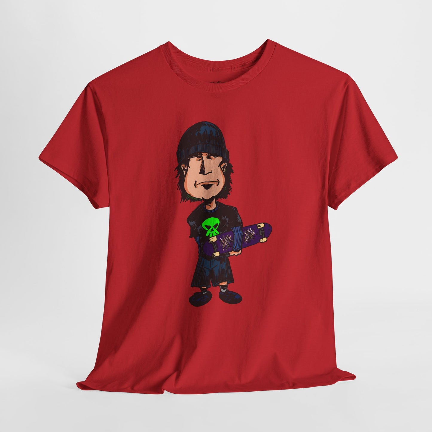 Rude Skater Dude - Skate Punk Cartoon Tee – Boy with Skateboard Graphic Shirt