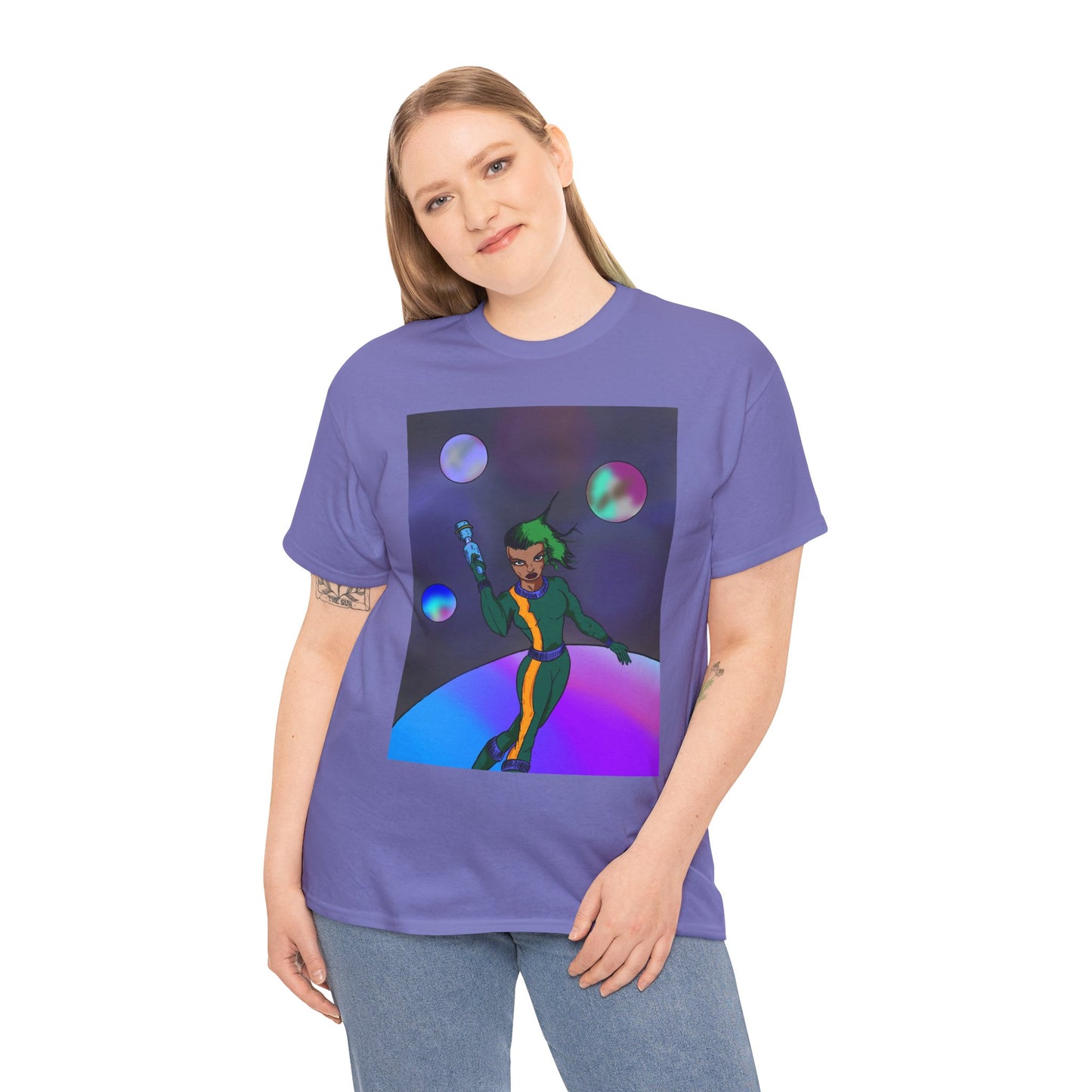 Cosmic Hero Vibe Tee - Unisex Heavy Cotton Tee, Space Art Shirt, Retro Sci-Fi T-Shirt, Gift for Space Lovers, Unique Graphic Tee