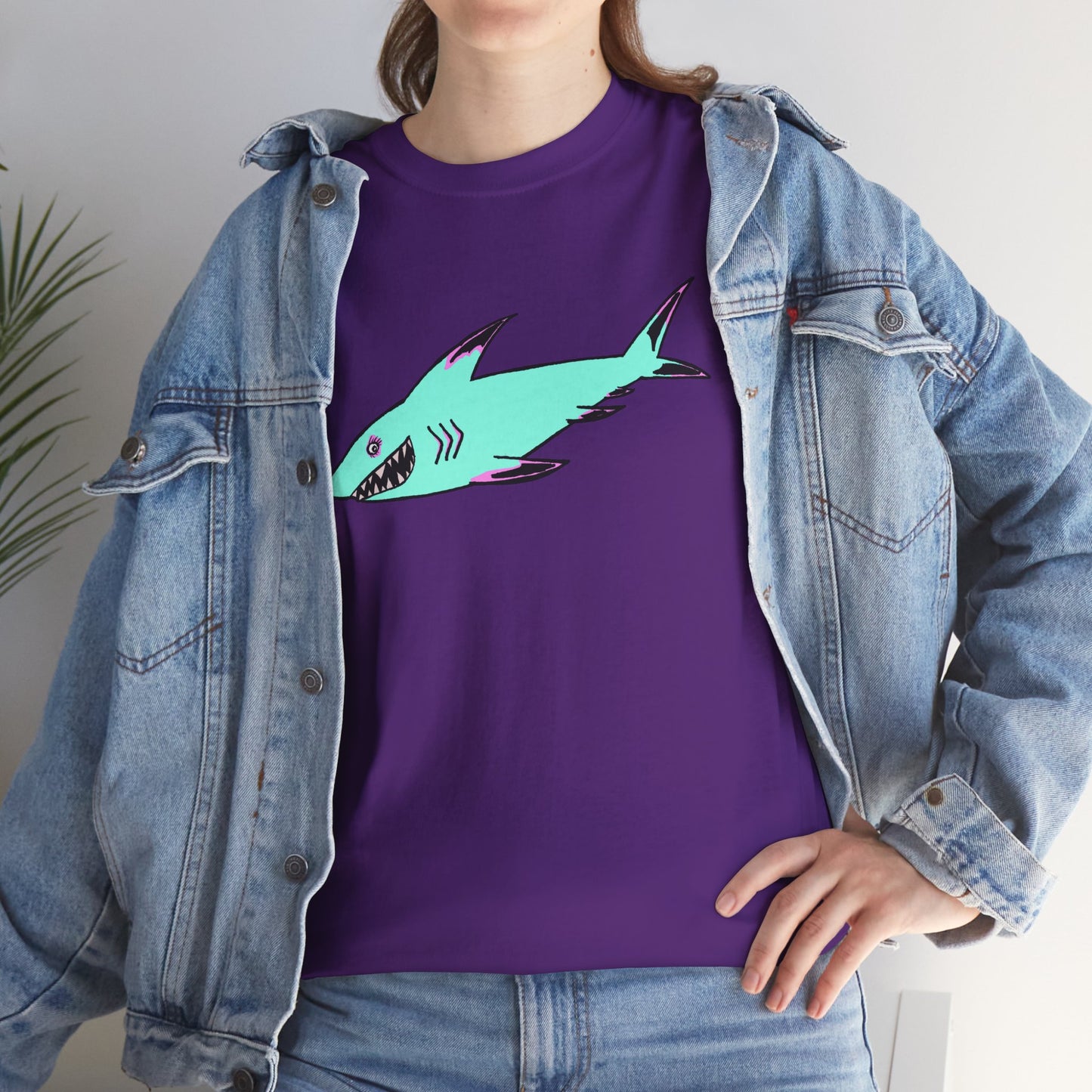 Cool Shark Graphic Unisex Heavy Cotton Tee, Ocean Lover Shirt, Beachwear, Casual Everyday Tee, Gift for Sharks Fans