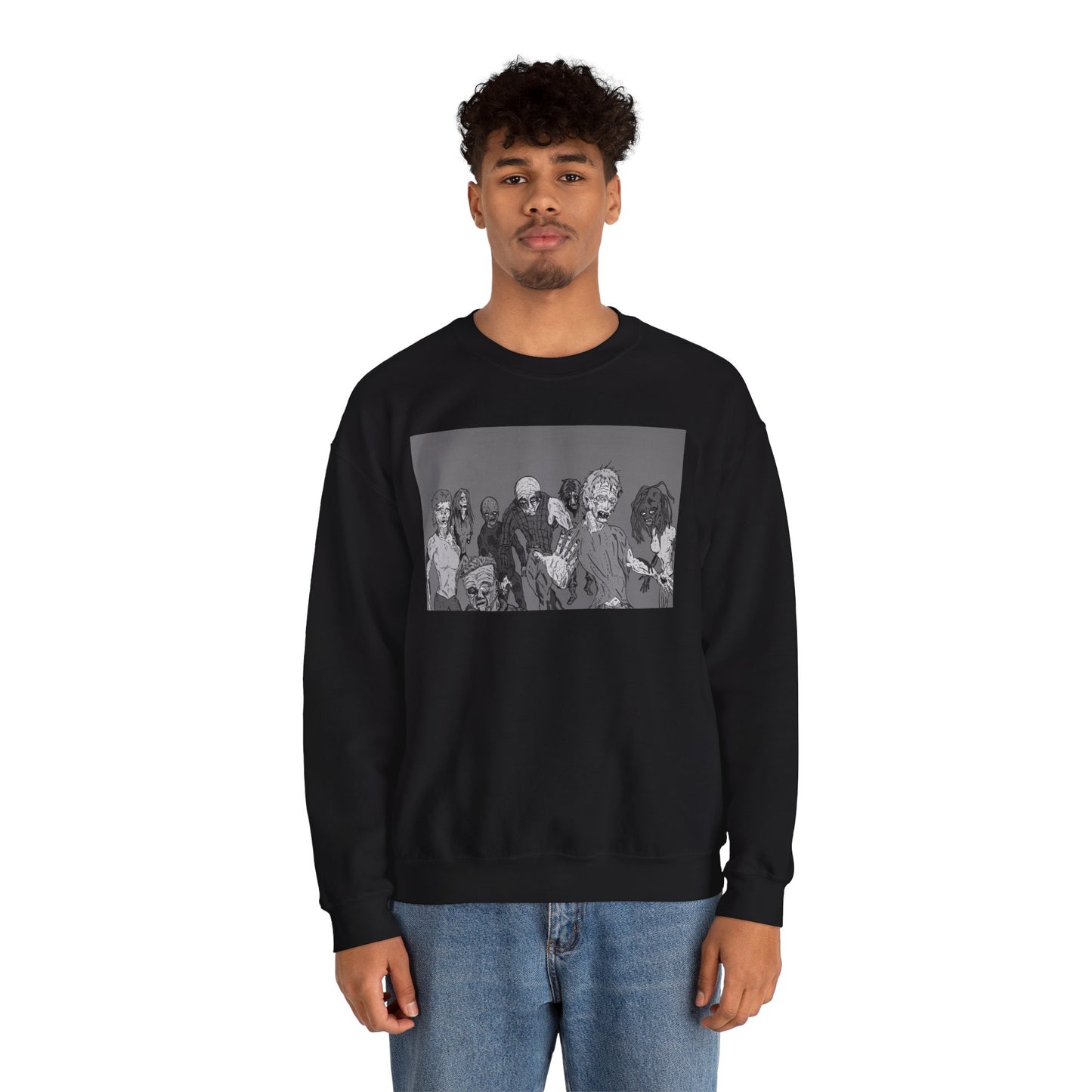 Vintage Zombie Horror Crewneck Sweatshirt - Unisex Heavy Blend™