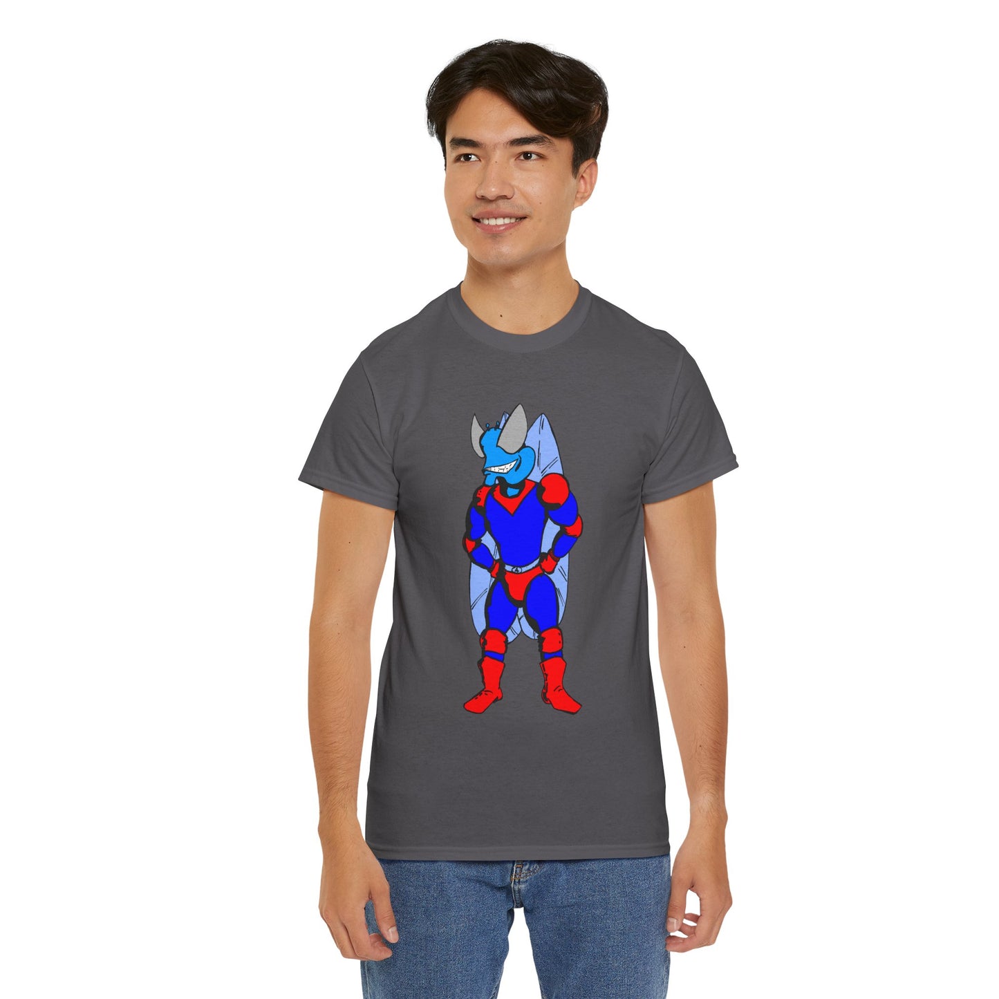 Astro-Fly Hero Graphic Tee - Blue & Red Superhero T-Shirt