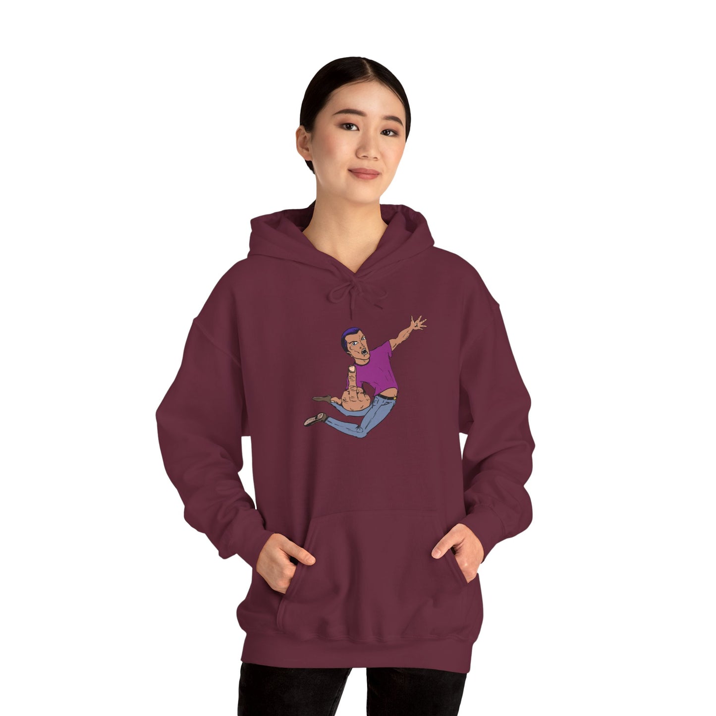 Funny Flying Eff Unisex Hooded Sweatshirt with Cartoon Design, Casual Hoodie, Gift for Friends, Birthday Gift, Loungewear