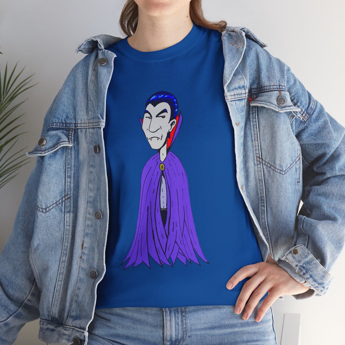 Vampire Cartoon Tee - Cute Purple Cloak Dracula Graphic T-Shirt