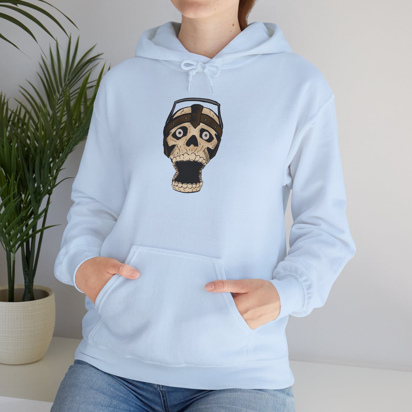 Screaming Skull Graphic Hoodie, Unisex Heavy Blend Sweatshirt, Cozy Casual Wear, Gift for Halloween, Unique October Fashion, Everyday Comfort