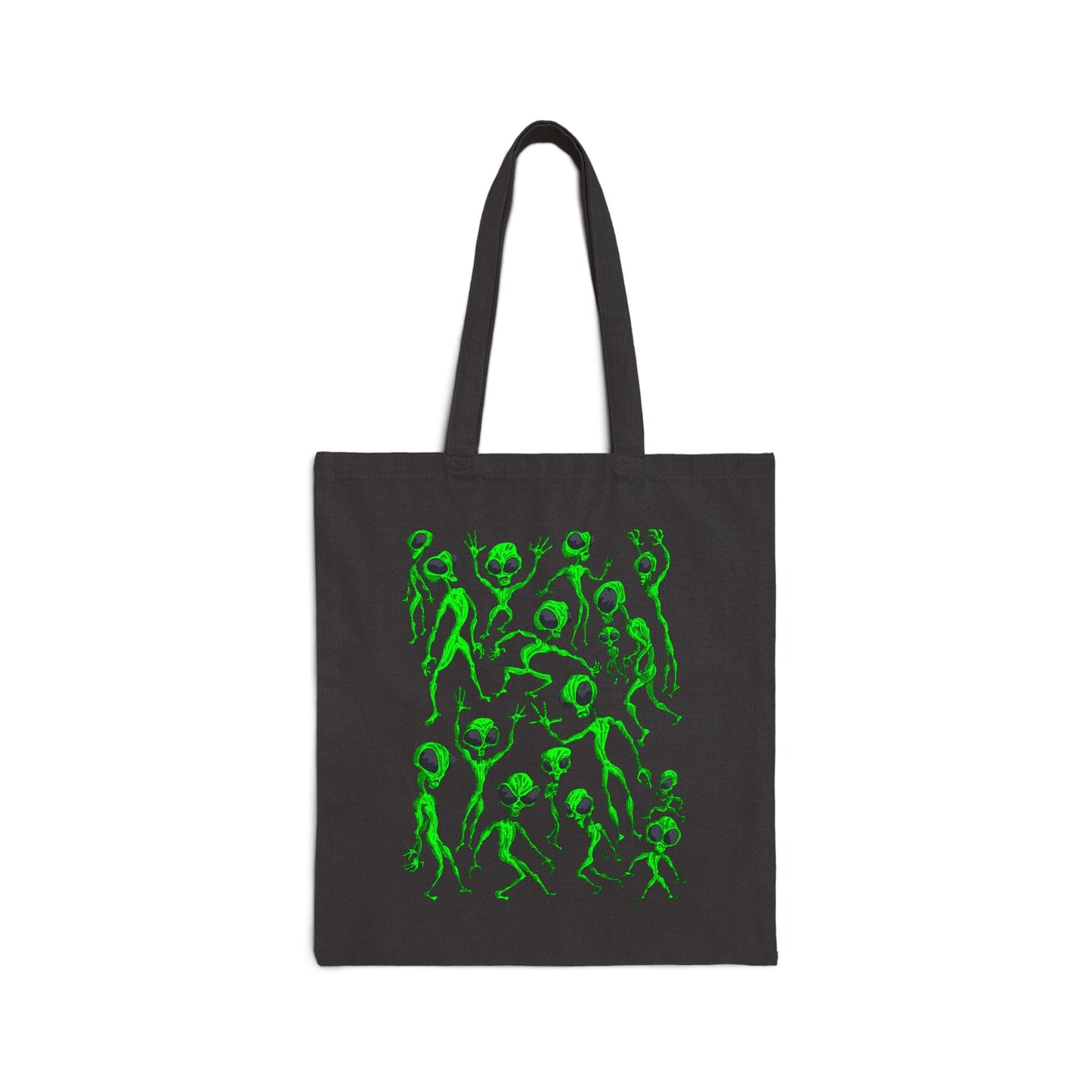 Alien Dance Party - Canvas Tote Bag — Playful Dancing Green Aliens Illustration Tote