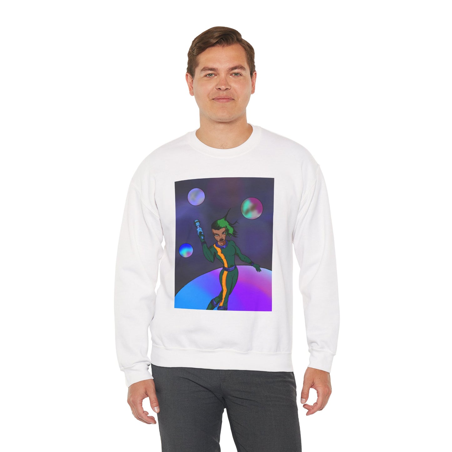 Cosmic Character Crewneck Sweatshirt – Fun, Unisex Design for Casual Style