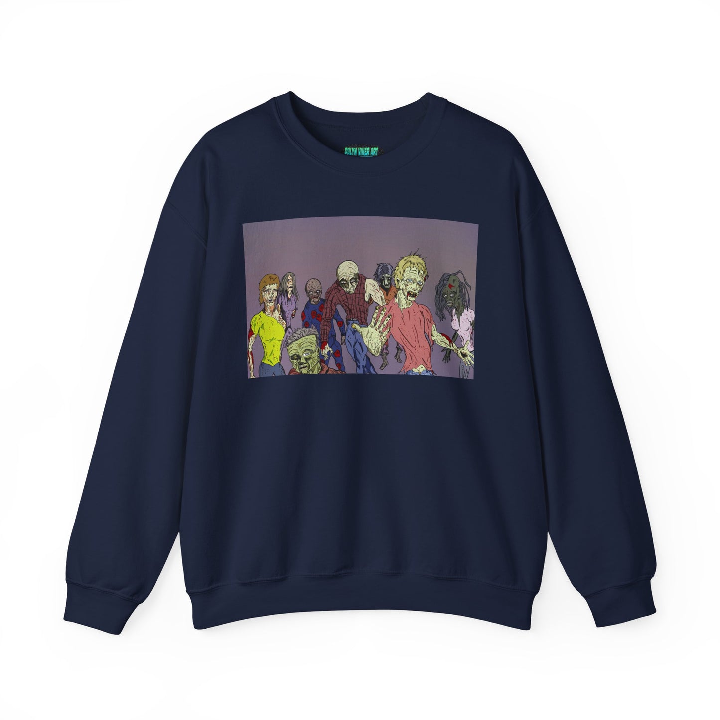 Zombie-Themed Unisex Crewneck Sweatshirt - Perfect for Halloween and Horror Lovers