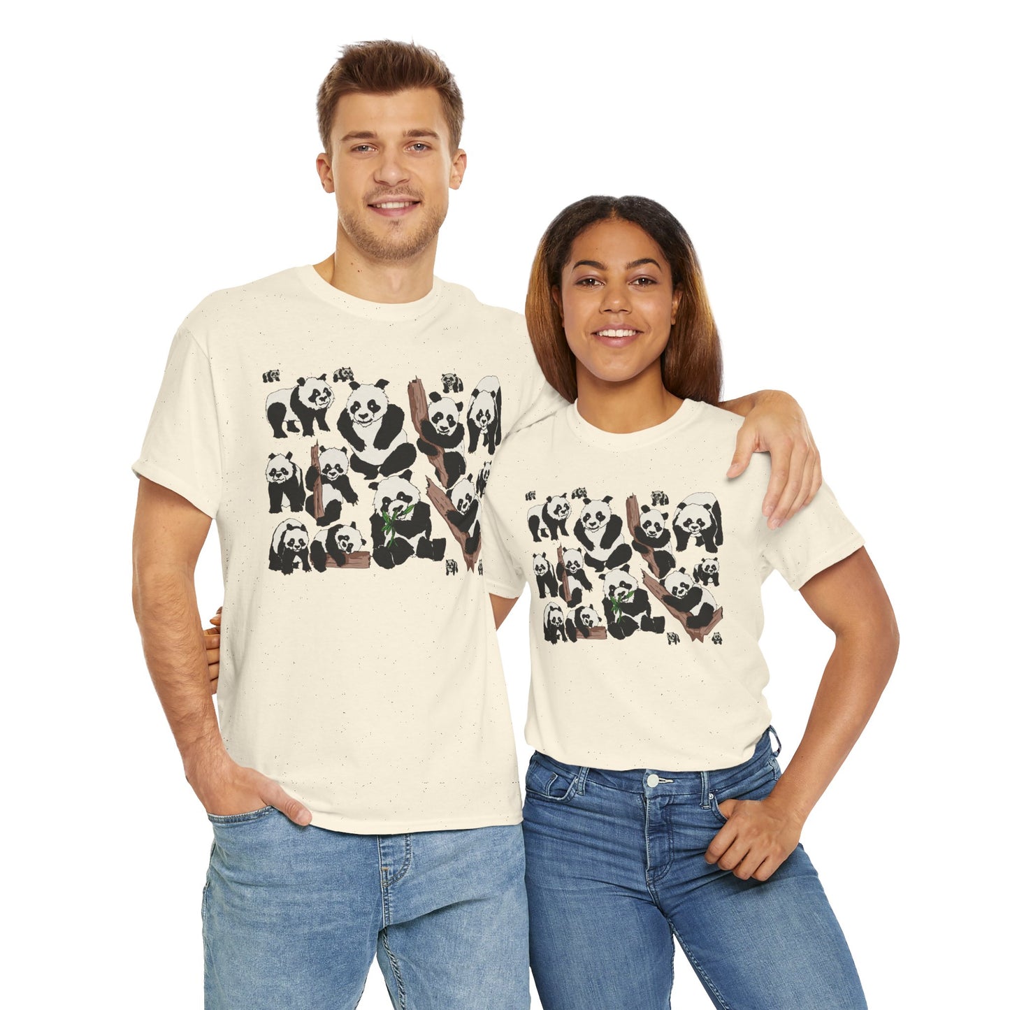 Cute Panda Design Unisex Heavy Cotton Tee | Animal Lover Gift, Casual Wear, Eco-Friendly Apparel, Nature Enthusiast Clothing