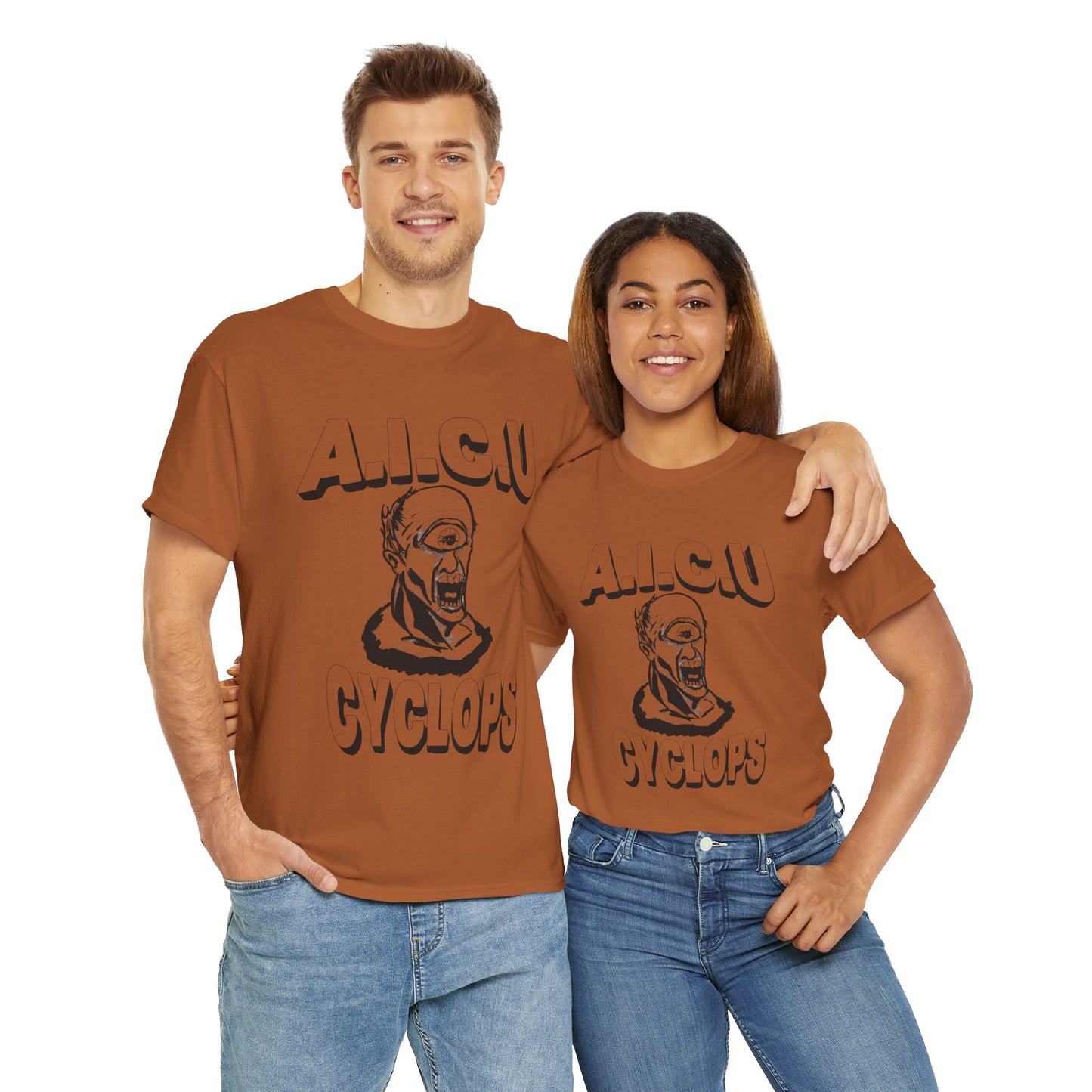 Graphic Unisex Tee - Fake AICU University Cyclops Mascot Mythology Shirt