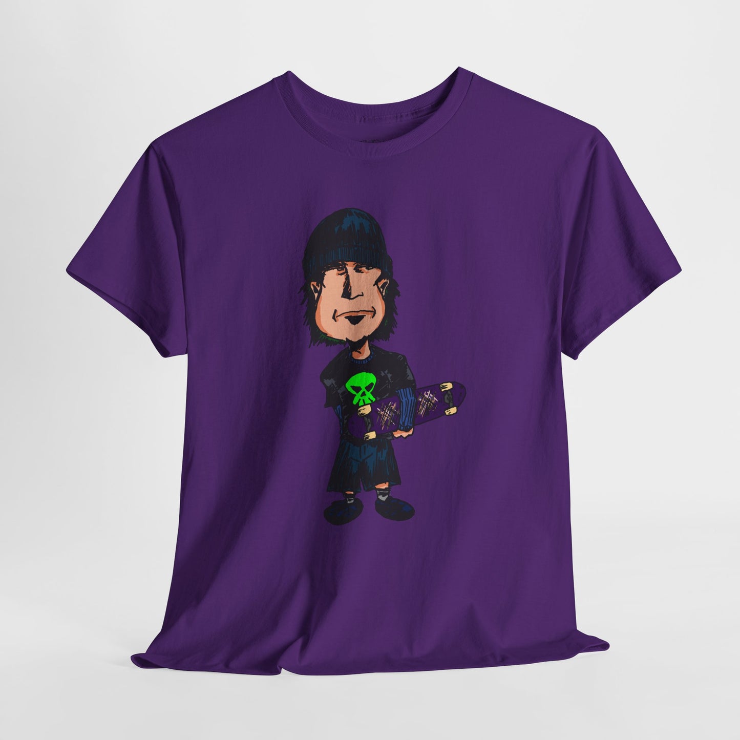 Rude Skater Dude - Skate Punk Cartoon Tee – Boy with Skateboard Graphic Shirt
