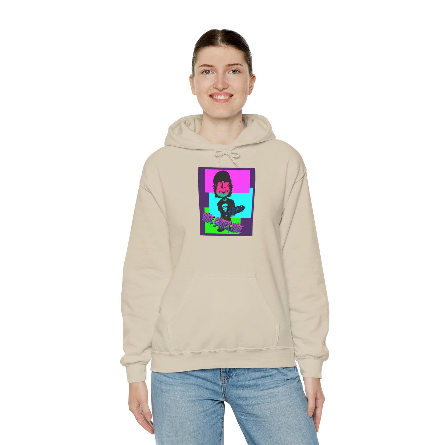 Retro Neon Rude Skater Dude Hoodie — Streetwear