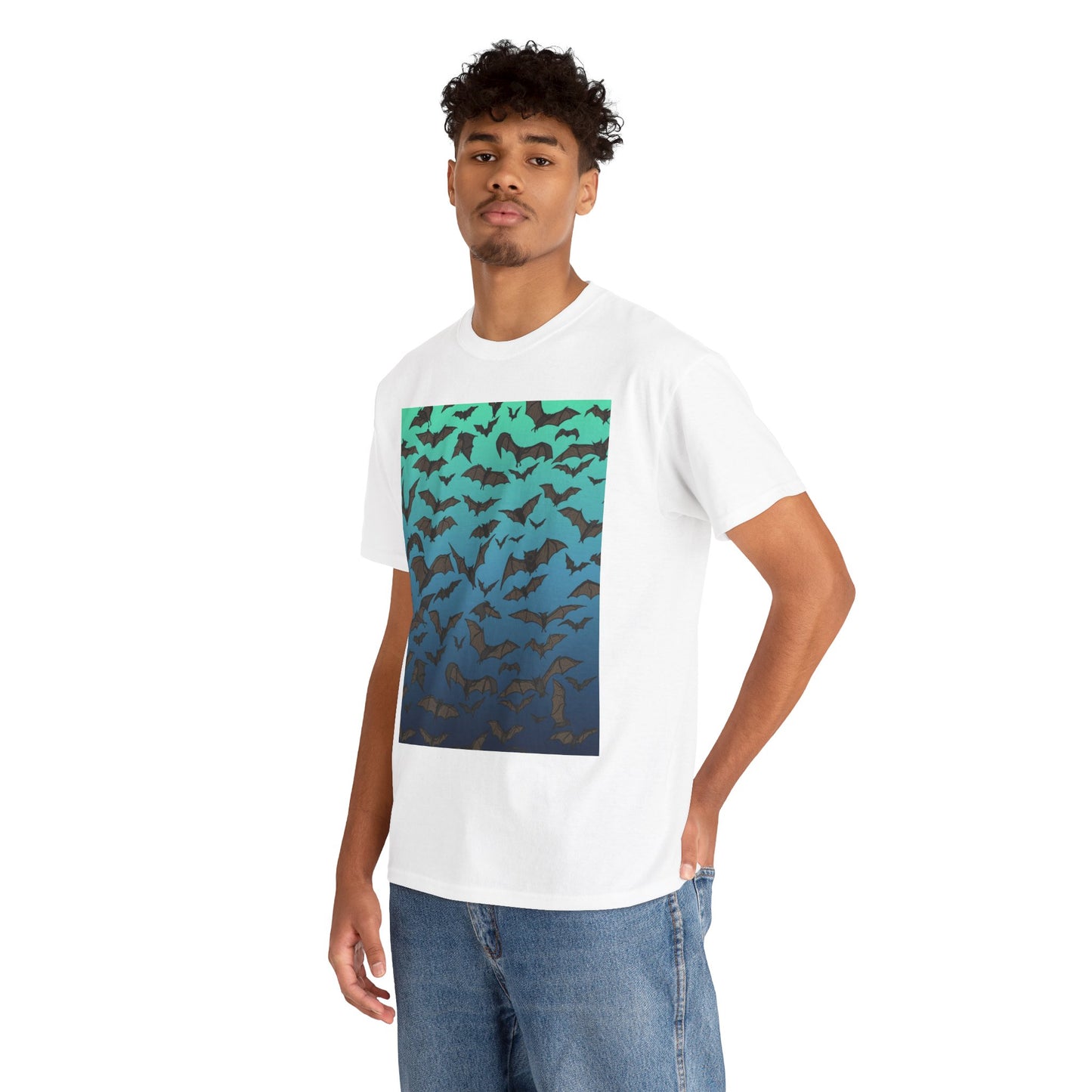 Bat Swarm Graphic Tee — Gradient Night Flight T-Shirt