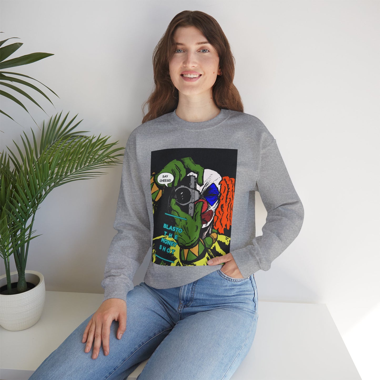 Blasto the Clown Retro Homage Graphic Crewneck Sweatshirt - 'Blast from the Past'