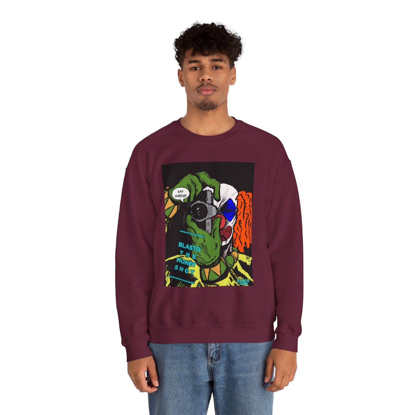 Blasto the Clown Retro Homage Graphic Crewneck Sweatshirt - 'Blast from the Past'