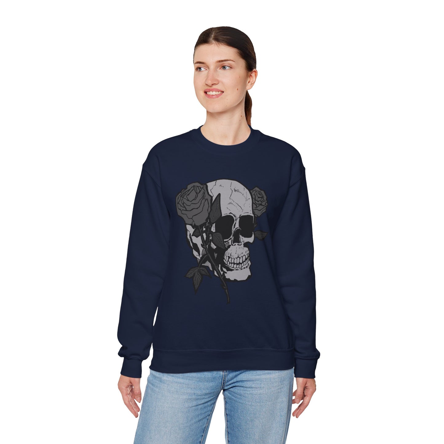 Skull and Roses Crewneck Sweatshirt - Unisex Heavy Blend™