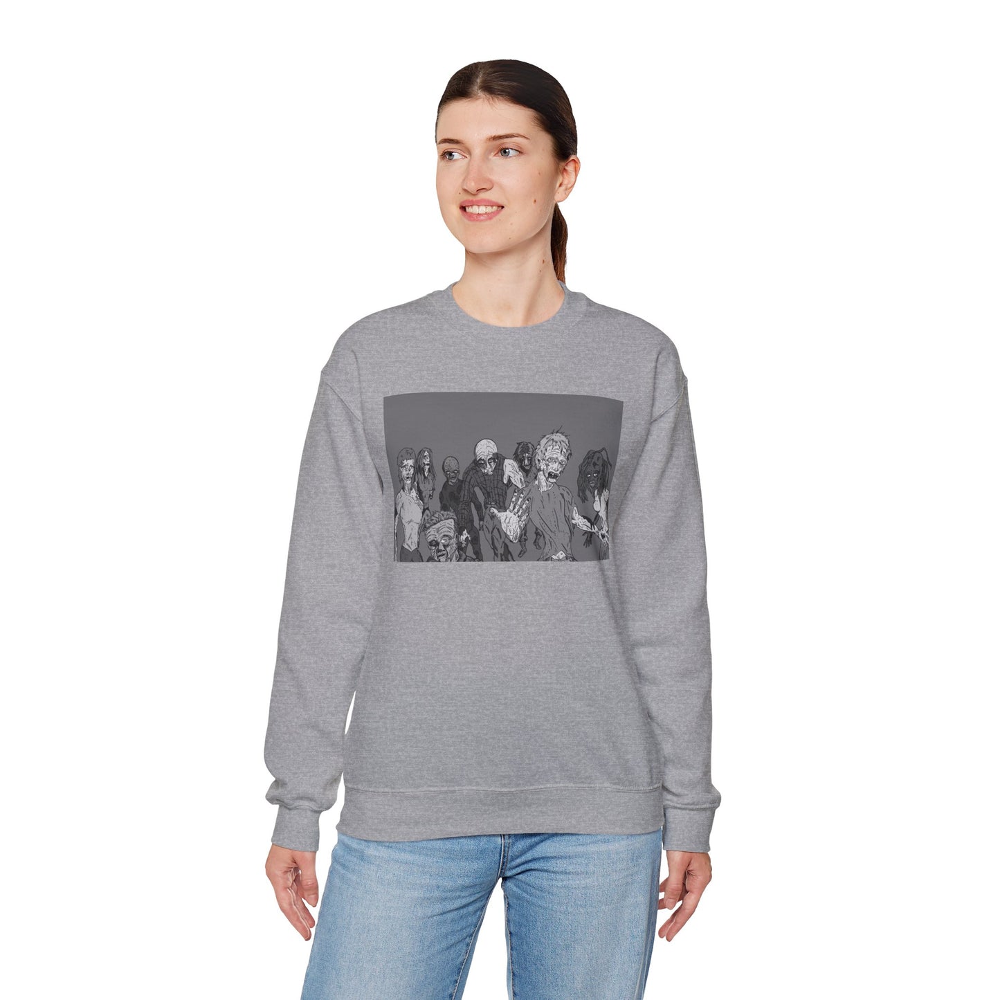Vintage Zombie Horror Crewneck Sweatshirt - Unisex Heavy Blend™