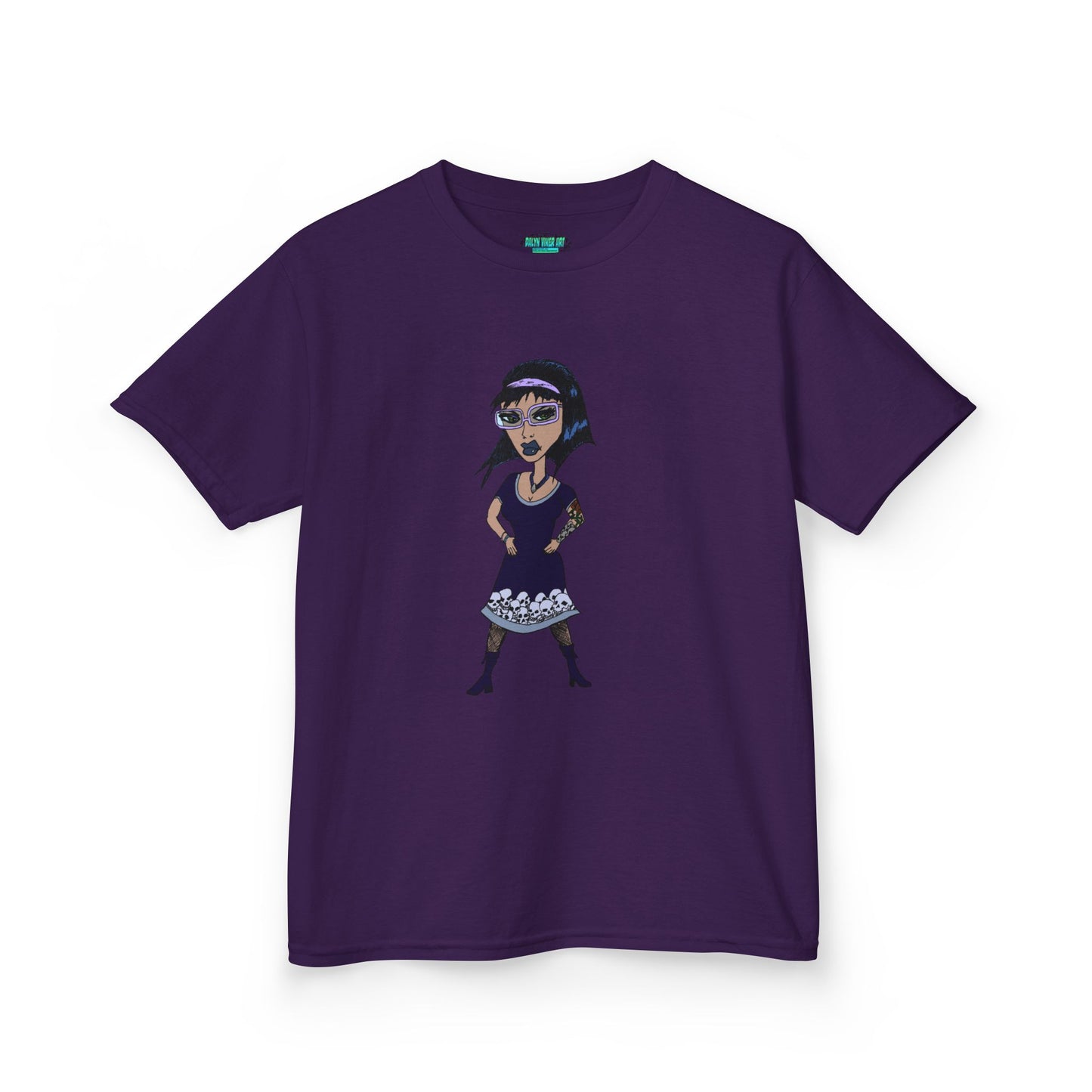 Kids Tee — Vintage Gothic Girl Cartoon Graphic Tee for Children