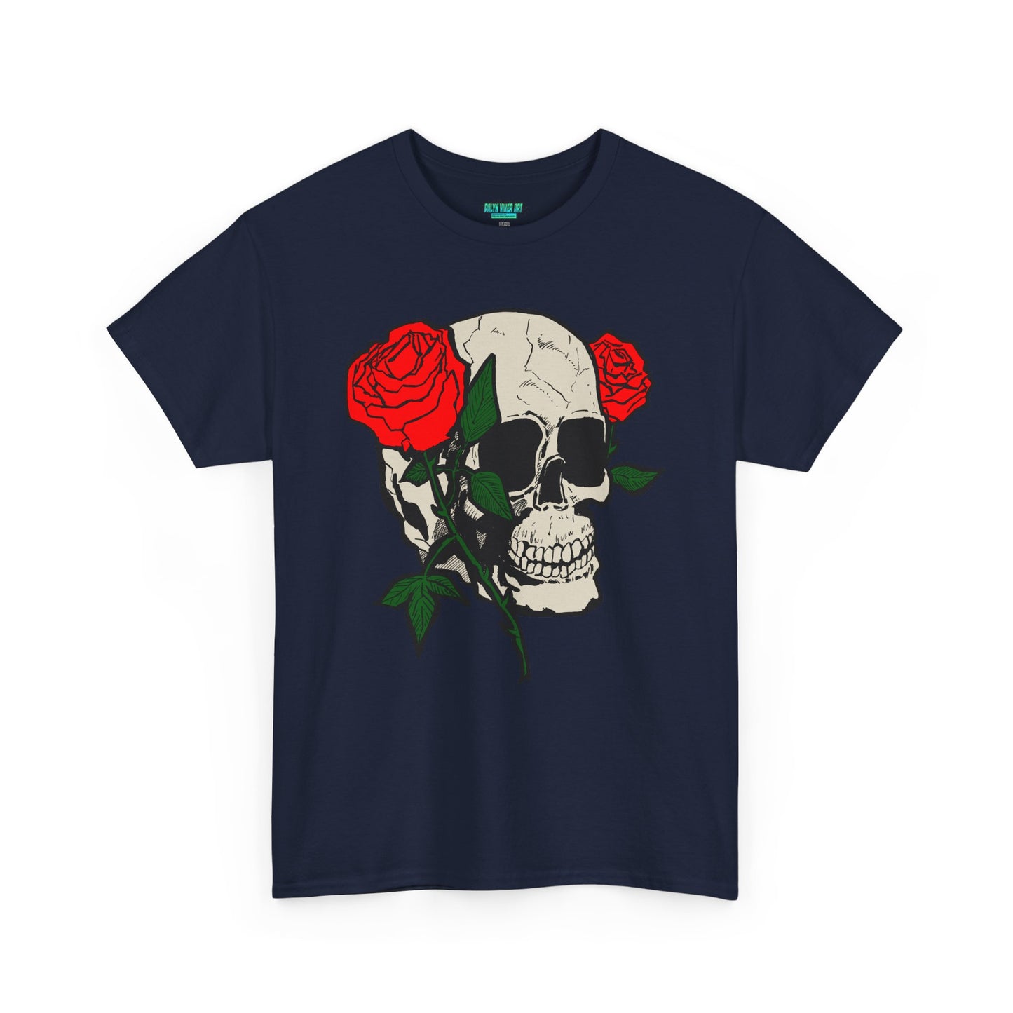 Skull & Roses Unisex Heavy Cotton Tee - Edgy Graphic T-Shirt for Casual Style