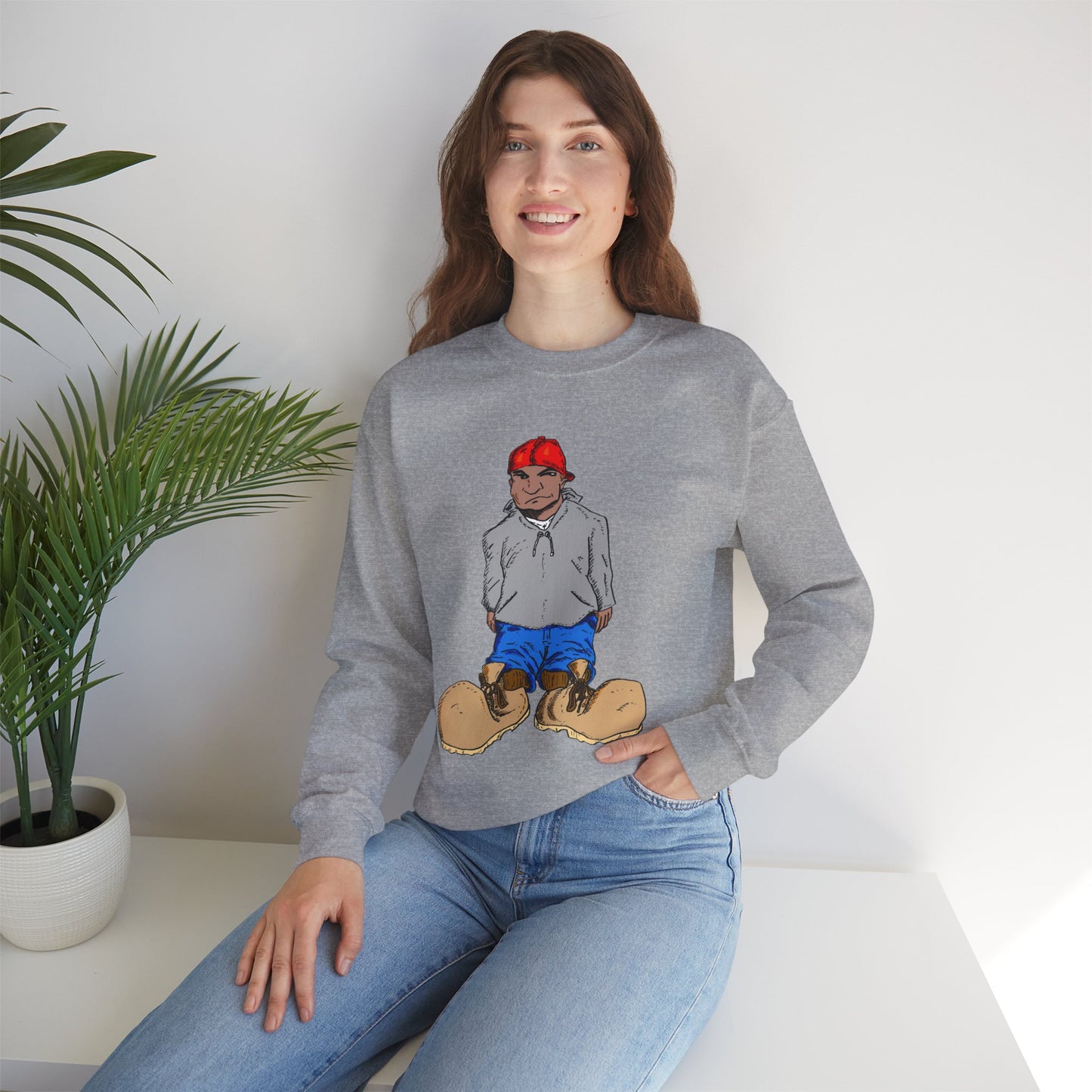 Urban Street Fun Character Boots Art Unisex Crewneck Sweatshirt