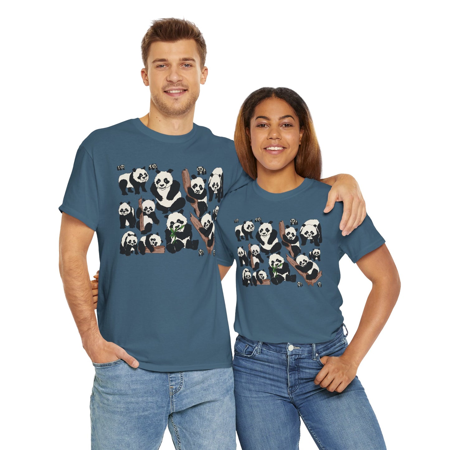 Cute Panda Design Unisex Heavy Cotton Tee | Animal Lover Gift, Casual Wear, Eco-Friendly Apparel, Nature Enthusiast Clothing
