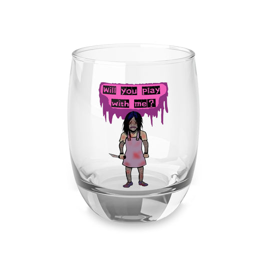 Playful Horror Whiskey Glass for Fans, Unique Gift for Gamers, Funny Barware, Halloween Decor, Whiskey Lover's Accessory