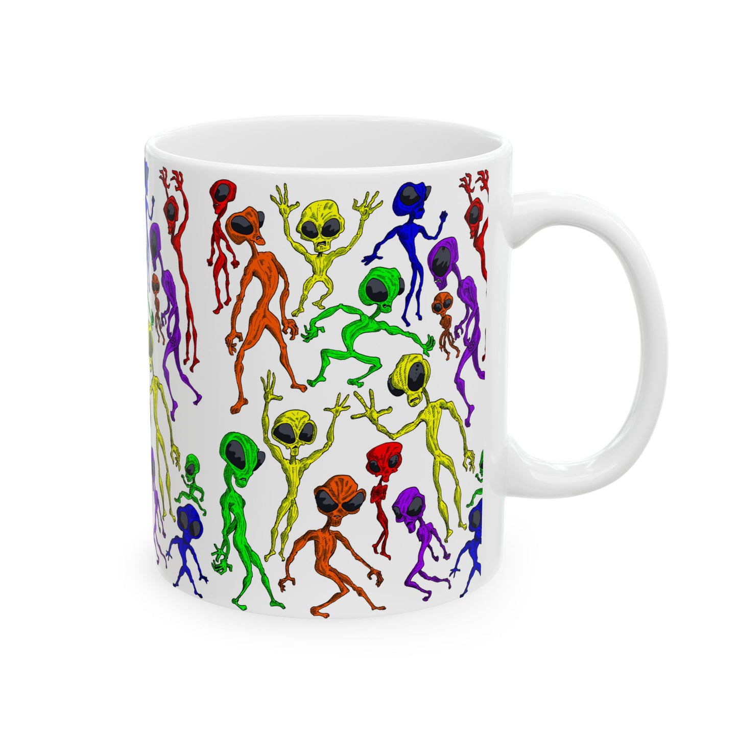 Alien Dance Party Ceramic Mug - Quirky Coffee Cup for Sci-Fi Lovers, Unique Gift for Birthdays, Parties, Holidays, Fun Kitchen Decor