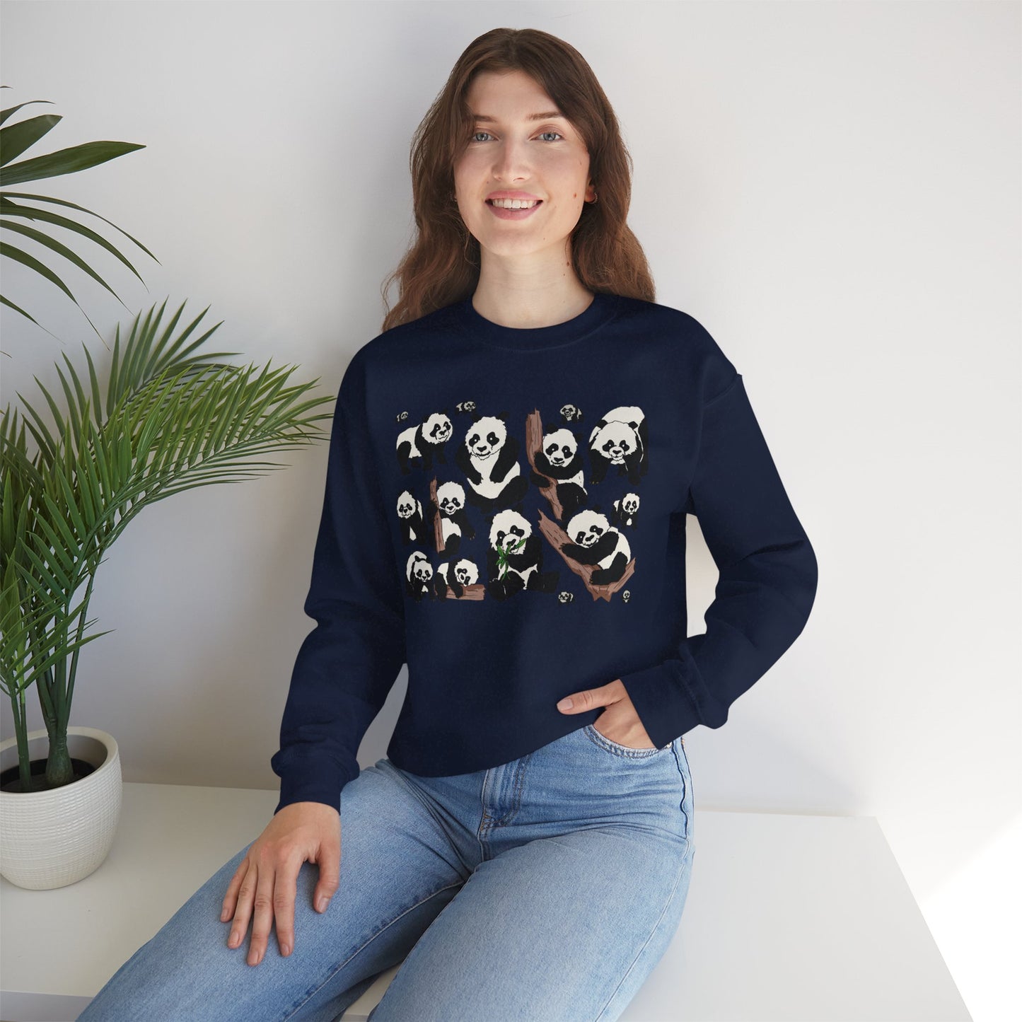 Cozy Panda Crewneck Sweatshirt - Soft Unisex Heavy Blend