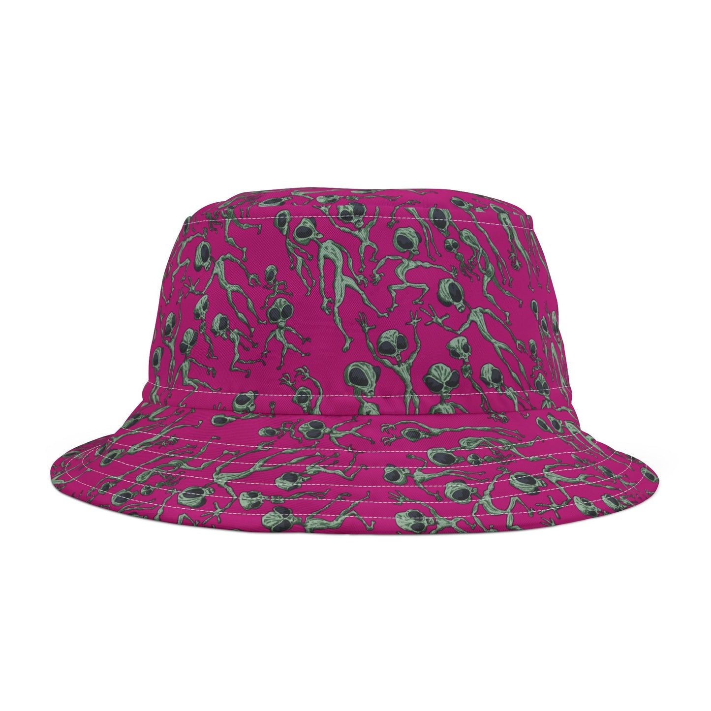 Vibrant Alien Dance Party Print Bucket Hat for Trendy Fashion Lovers, Unique Summer Accessory, Festival Gear, Fun Gift, Vacation Must-Have