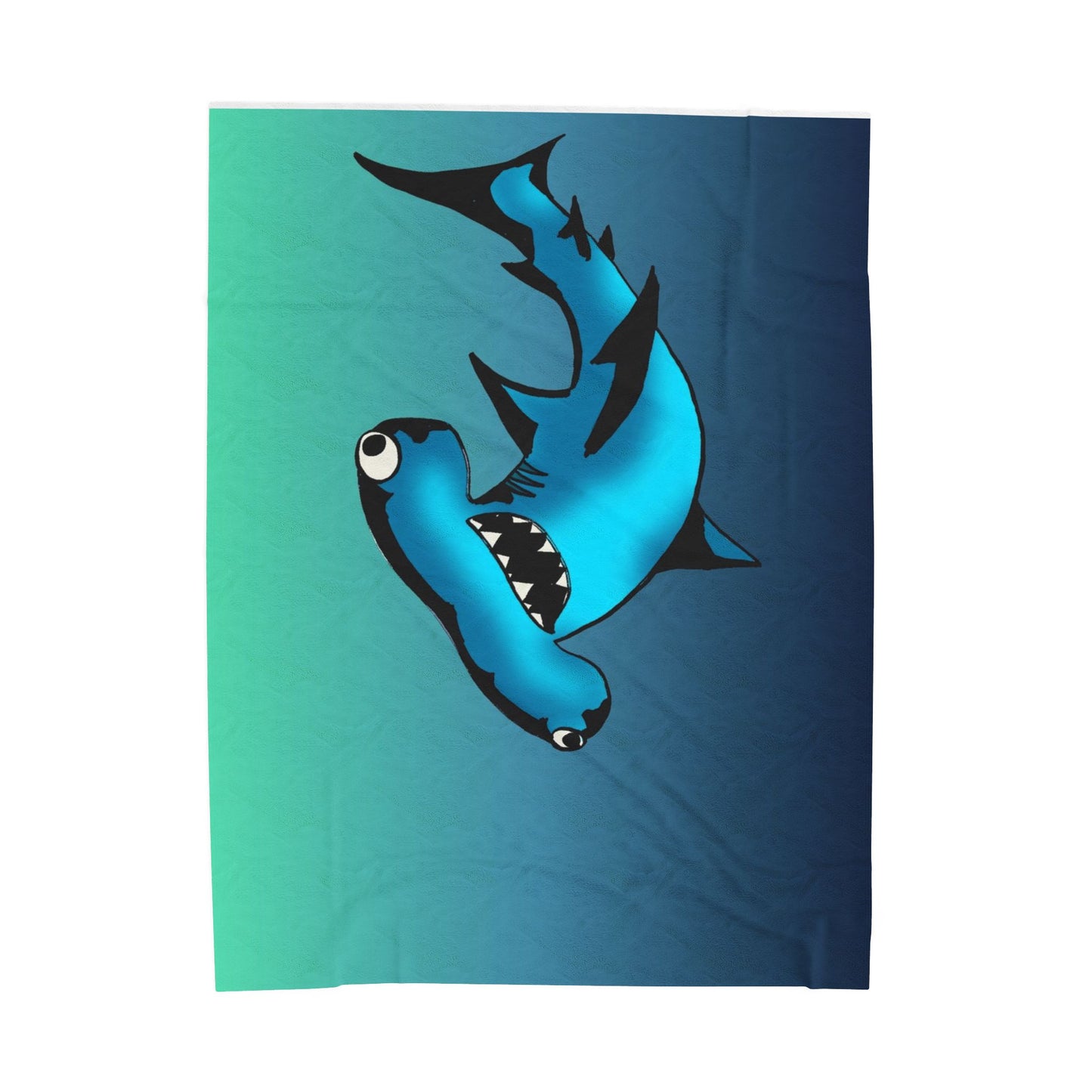 Harley Hammerhead Shark Velveteen Plush Blanket — Cute Ocean Animal Throw for Kids & Beach Lovers
