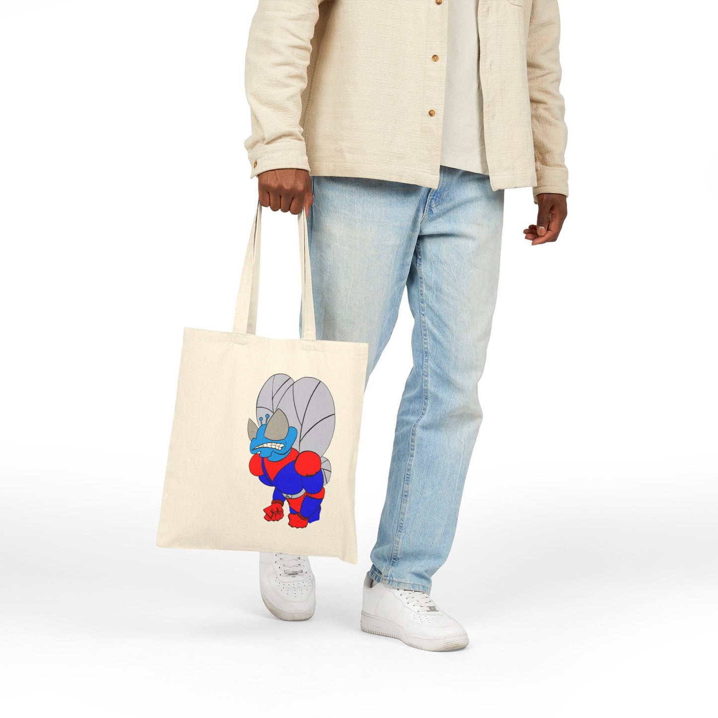 The Astounding Astro-Fly Illustration Tote Bag - Eco Canvas Grocery & Book Bag