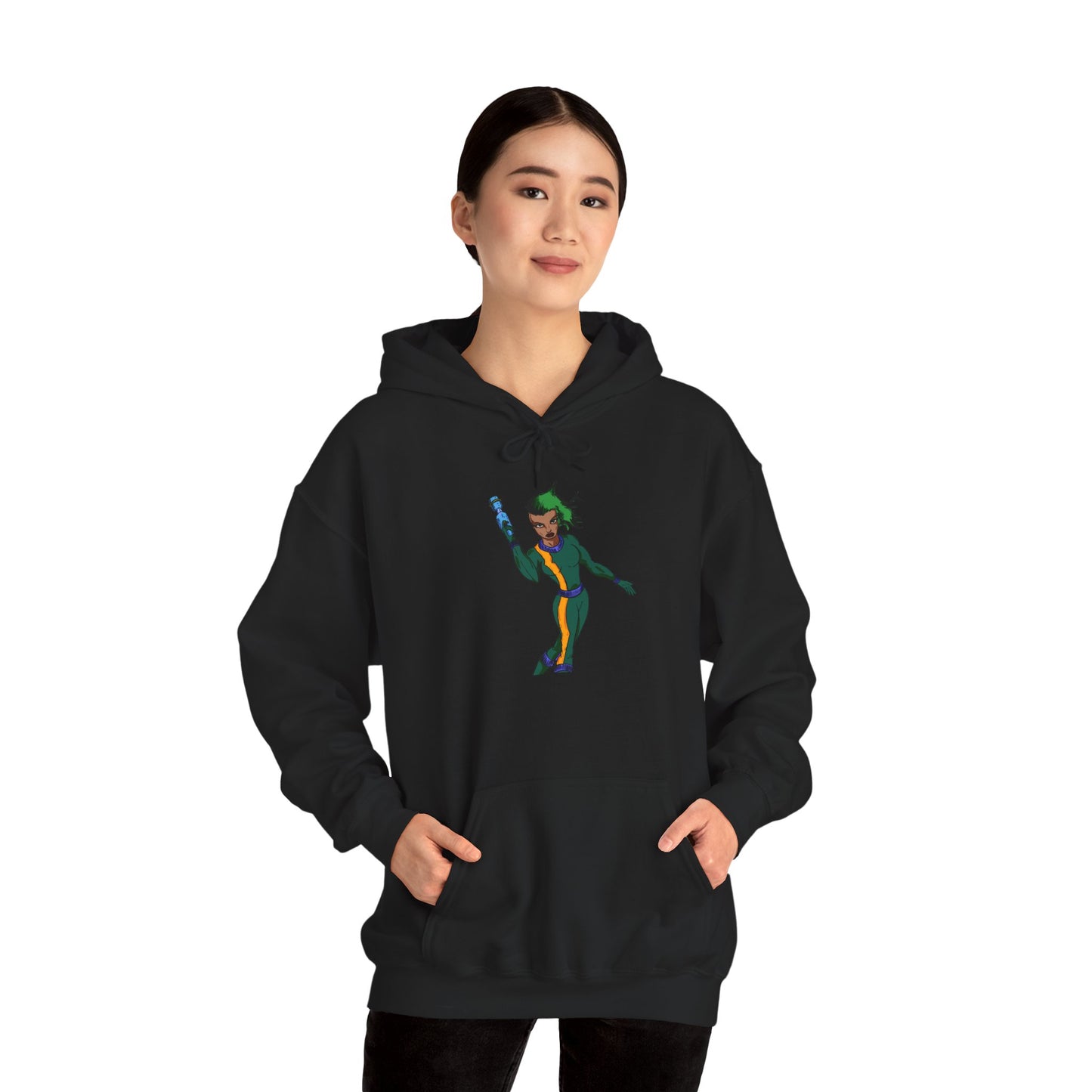 Funky Retro Space Warrior Hoodie - Unisex Heavy Blend™ Hooded Sweatshirt, Cozy Trendy Pullover, Perfect Gift for Dance Lovers, Party Vibes, [...]