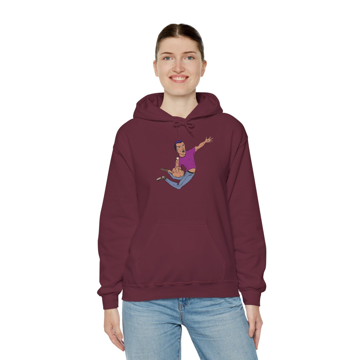 Funny Flying Eff Unisex Hooded Sweatshirt with Cartoon Design, Casual Hoodie, Gift for Friends, Birthday Gift, Loungewear