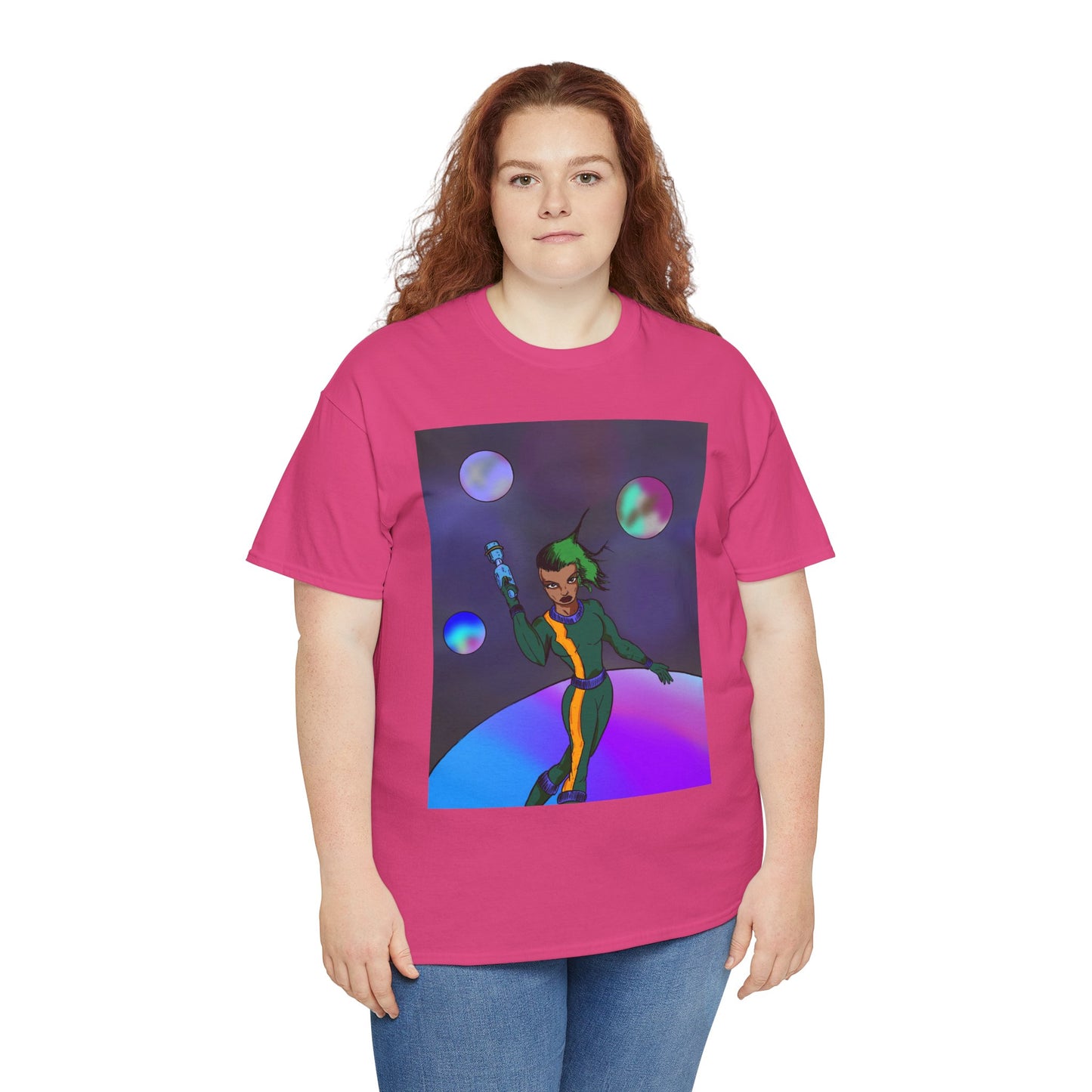Cosmic Hero Vibe Tee - Unisex Heavy Cotton Tee, Space Art Shirt, Retro Sci-Fi T-Shirt, Gift for Space Lovers, Unique Graphic Tee