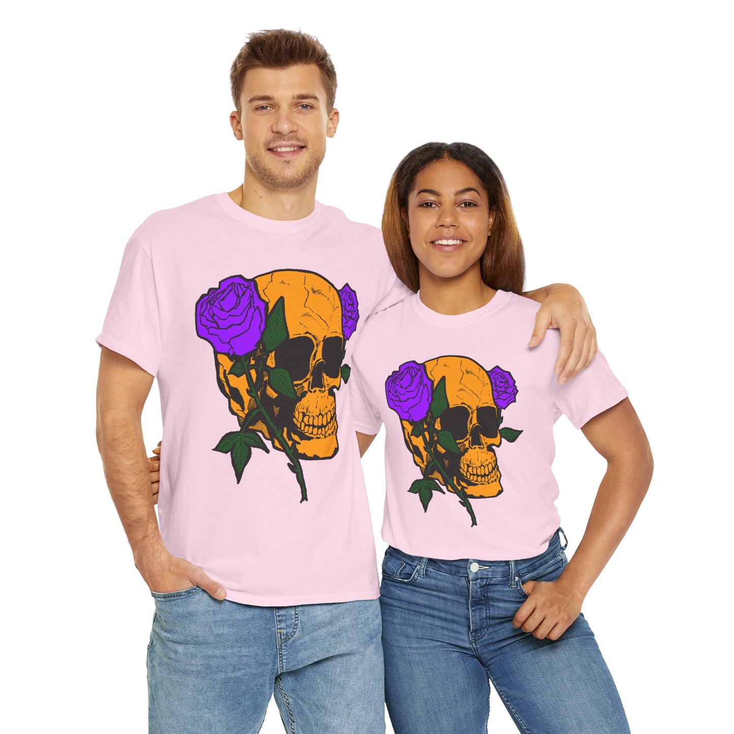 Skull and Roses Unisex Tee, Gothic Aesthetic Shirt, Vintage Graphic T-Shirt, Streetwear Essentials, Edgy Casual Wear