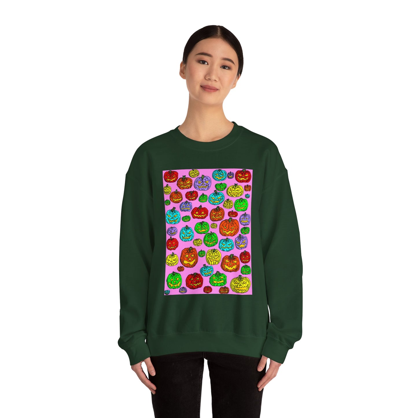 Colorful Pumpkin Crewneck Sweatshirt for Fall Celebrations
