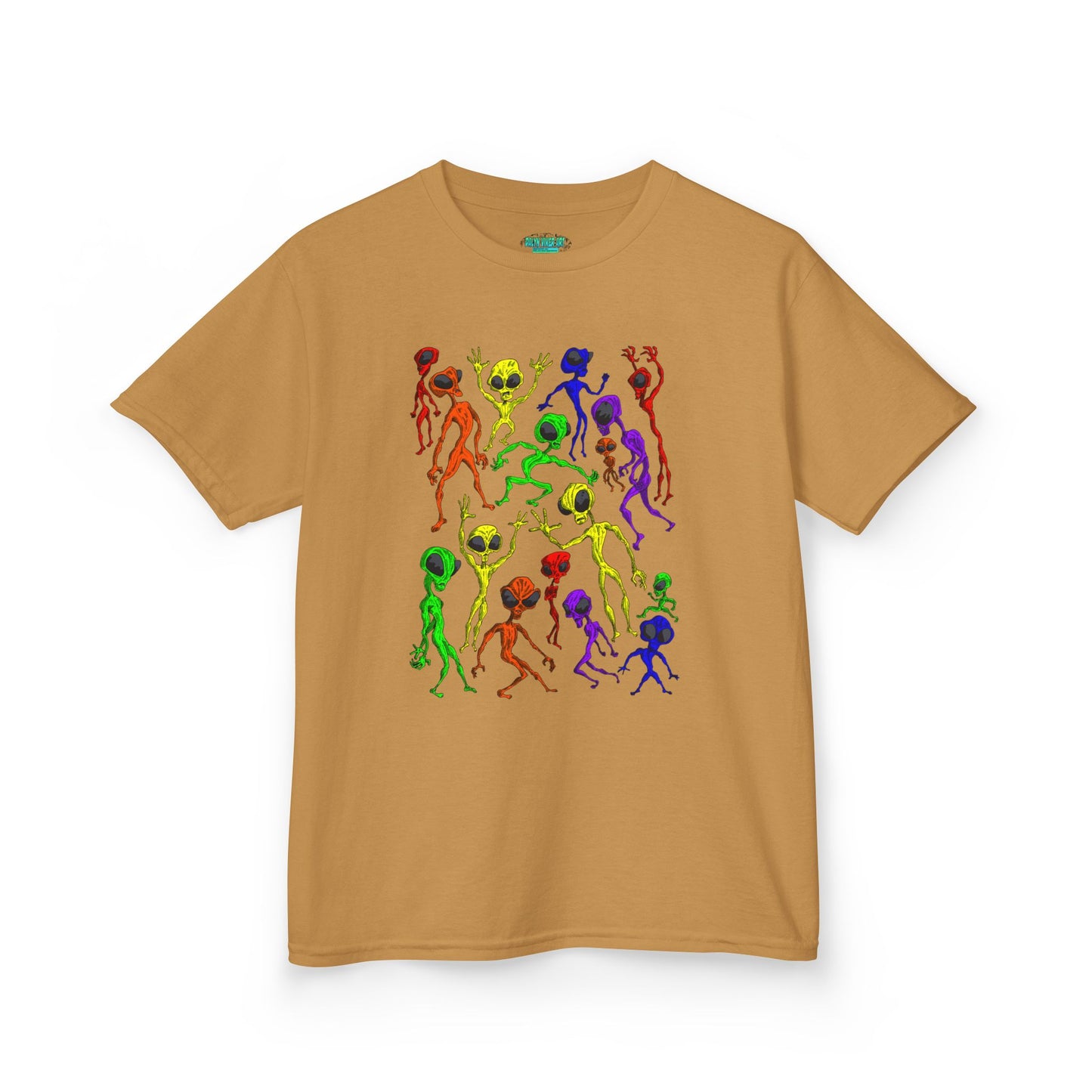 Colorful Alien Dance Party Kids Tee, Fun Graphic T-Shirt, Youth Summer Apparel, Gift for Young Dancers, Birthday Party Outfit, Festival Wear