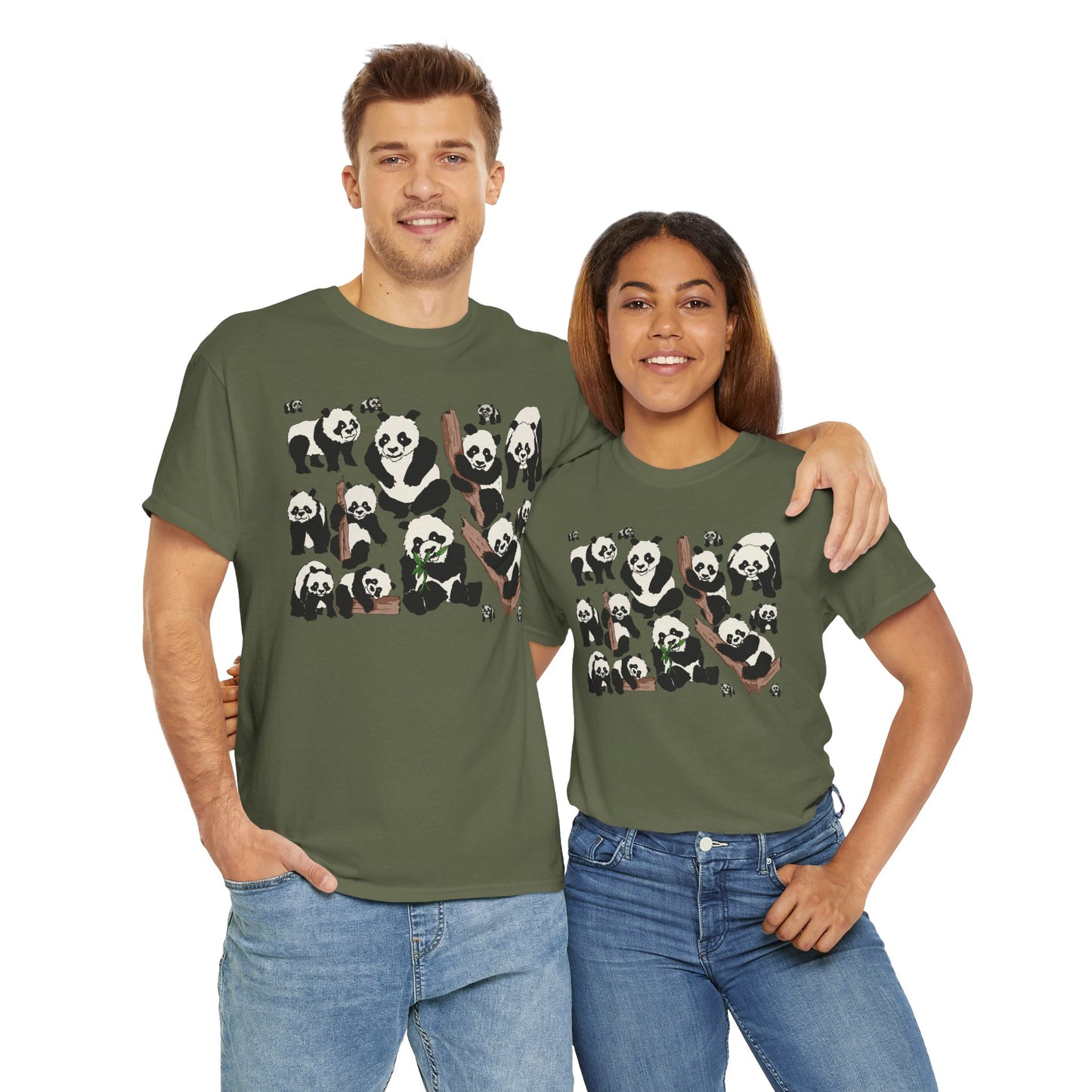 Cute Panda Design Unisex Heavy Cotton Tee | Animal Lover Gift, Casual Wear, Eco-Friendly Apparel, Nature Enthusiast Clothing