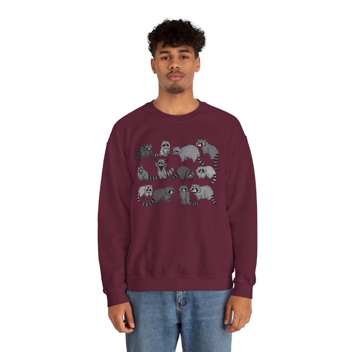 Playful Raccoon Crewneck Sweatshirt - Unisex Heavy Blend