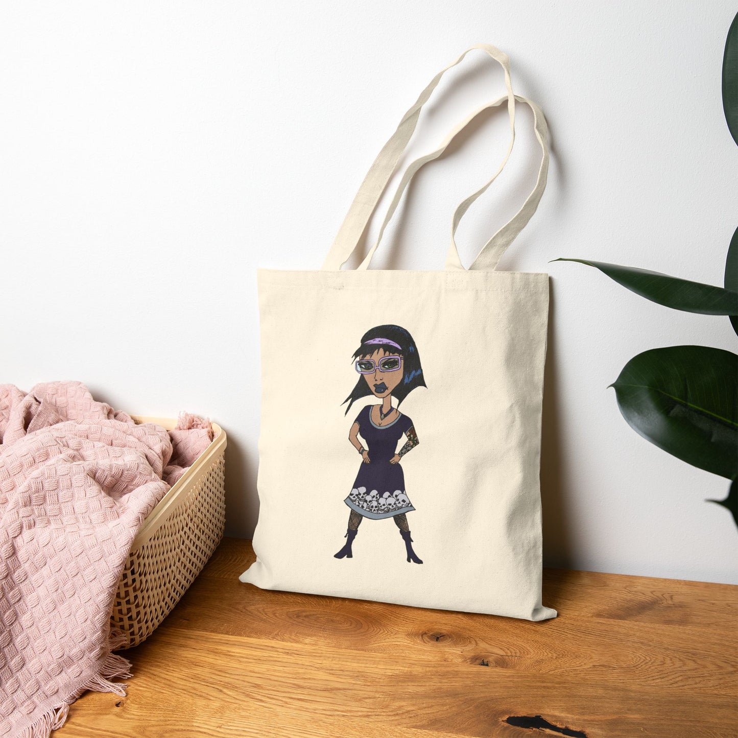 Vintage Goth Woman Cotton Canvas Tote Bag –  Reusable Market Bag