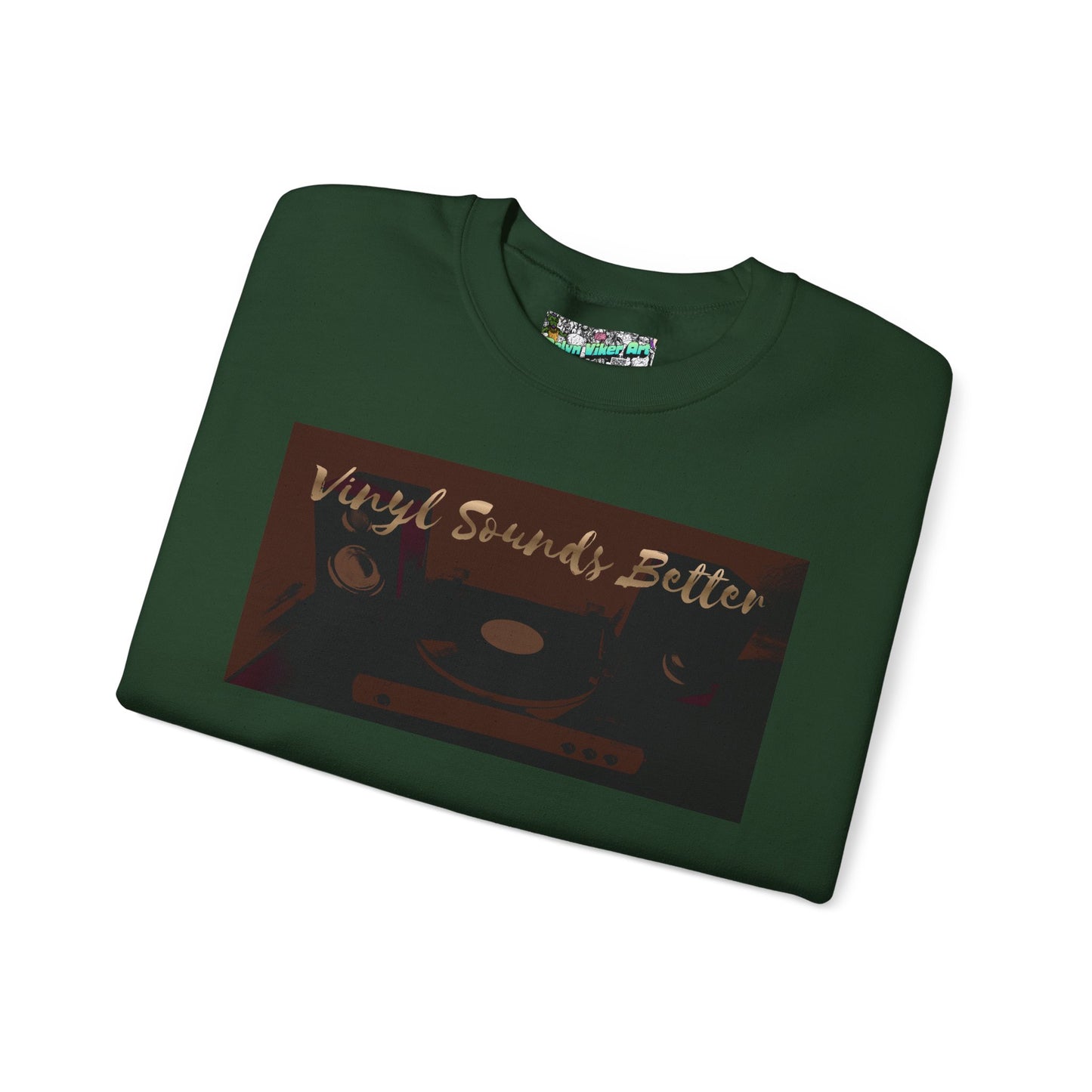Crewneck Sweatshirt — "Vinyl Sounds Better" Retro Record Graphic